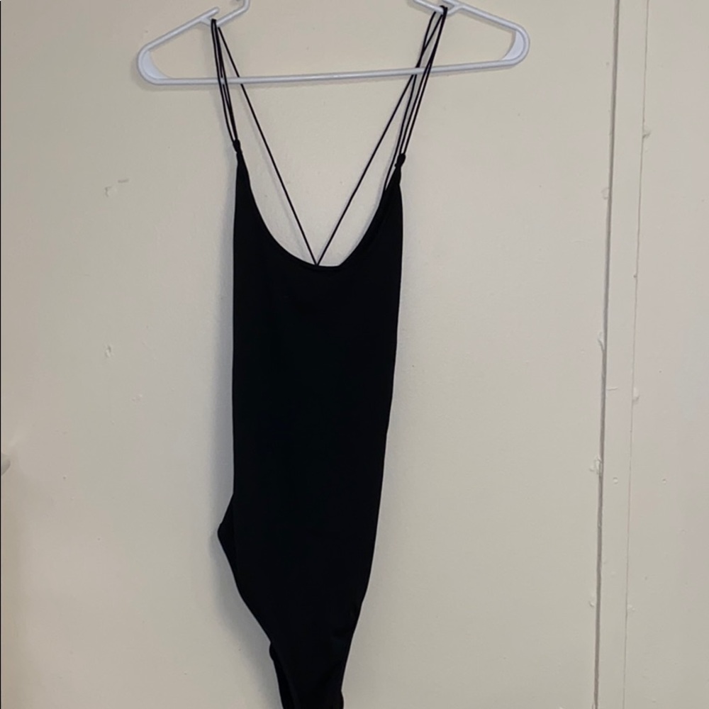 Black Bodysuit With Criss Cross Back